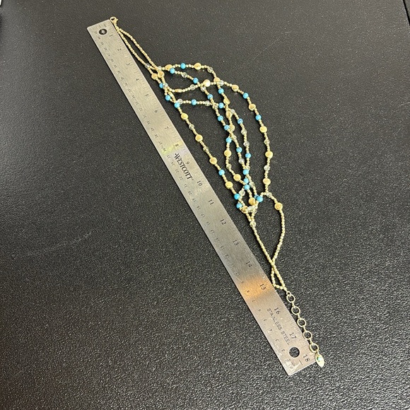 Nine West Gold and Blue Multi-Strand Necklace - Picture 6 of 7